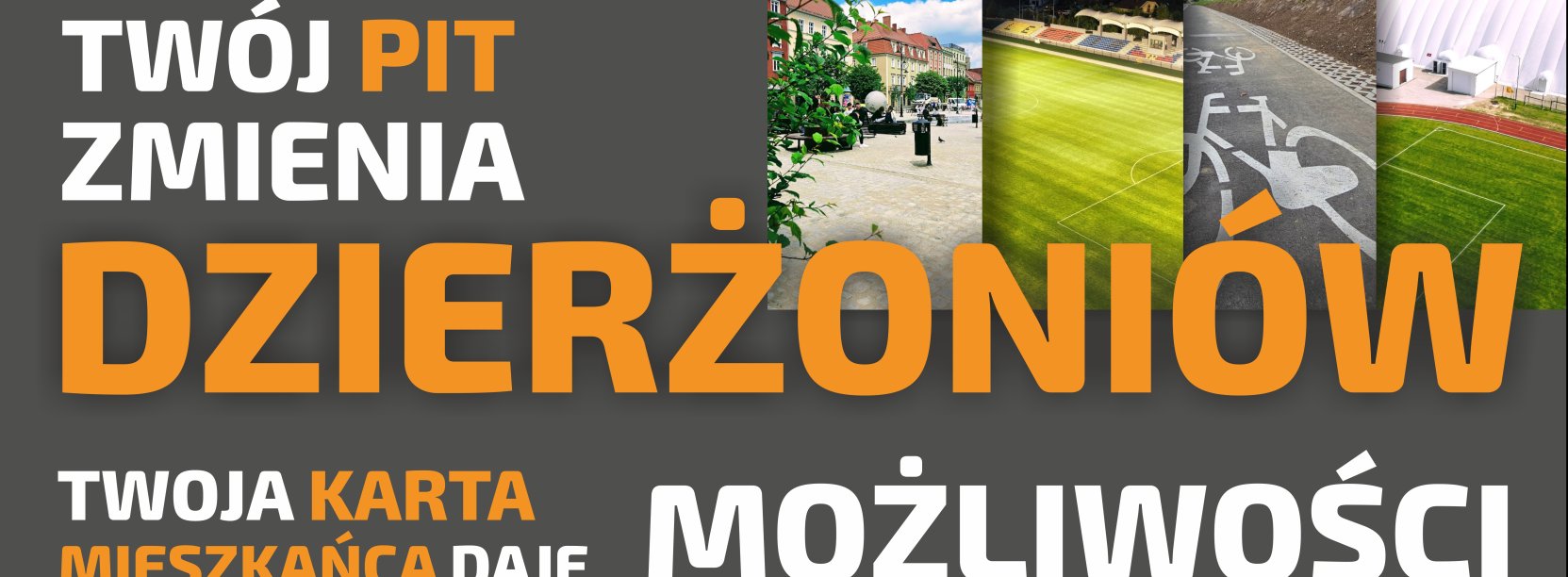 grafika z napisem Twój pit zmienia Dzierżoniów twoja karta daje możliwości