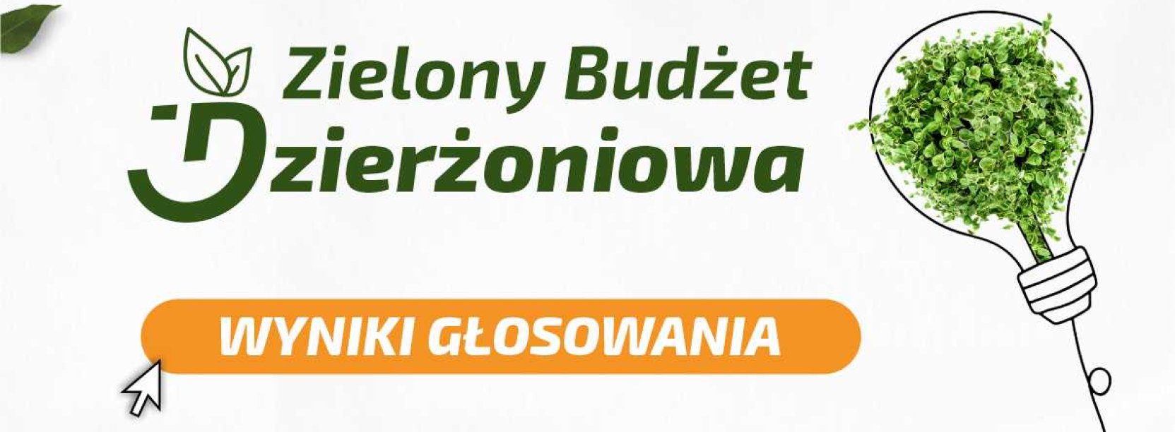 Grafika z logo Zielonego Budżetu Dzierżoniowa i napisem wyniki głosowania