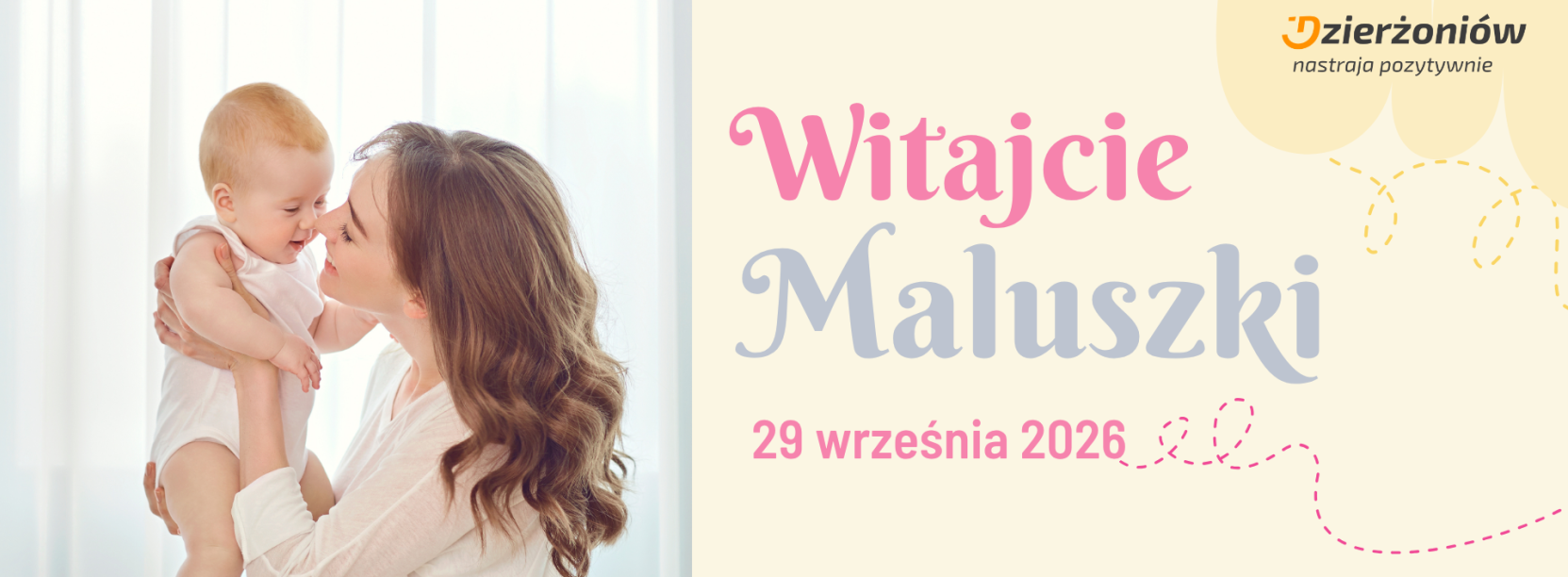 Grafika ozdobna, ze zdjęcem mamy trzymającej w rękach małe dziecko