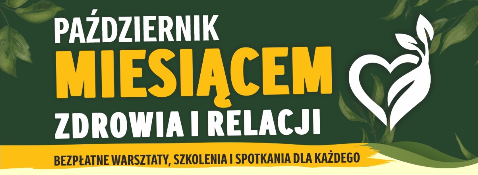 Grafika z zielonym tłem i napisem "Październik miesiącem relacji"