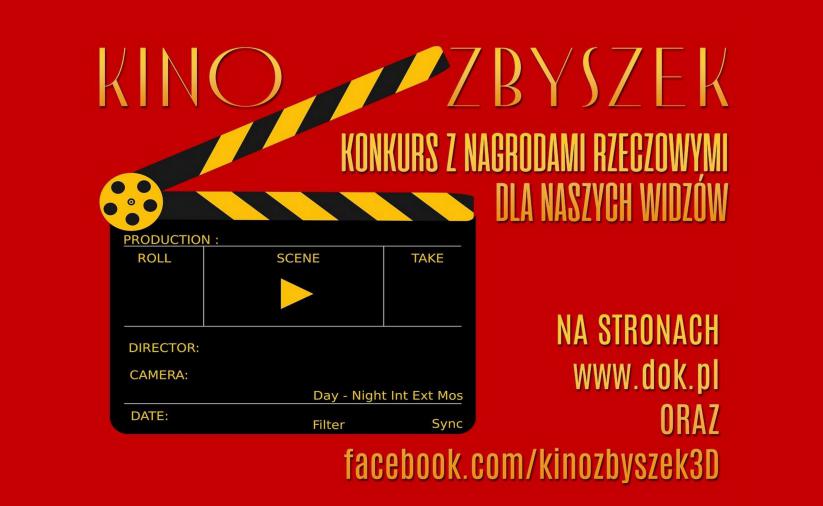 Plakat - na czerwonym tle filmowy "klaps"