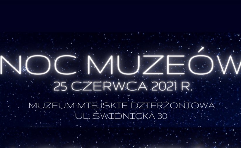 Napis Noc Muzeów na tle gwieździstego nieba