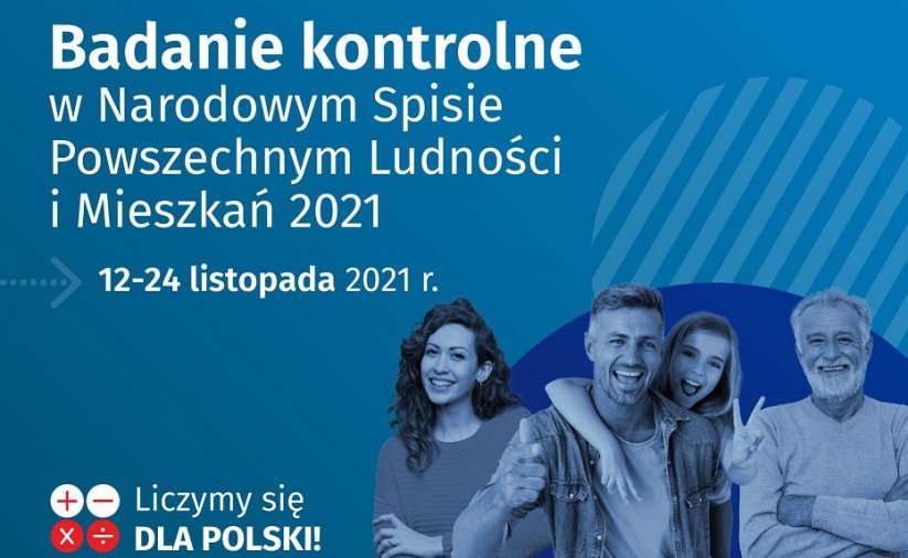 Niebieskie tło, biały napis Badanie kontrolne i zdjęcie czterech osób