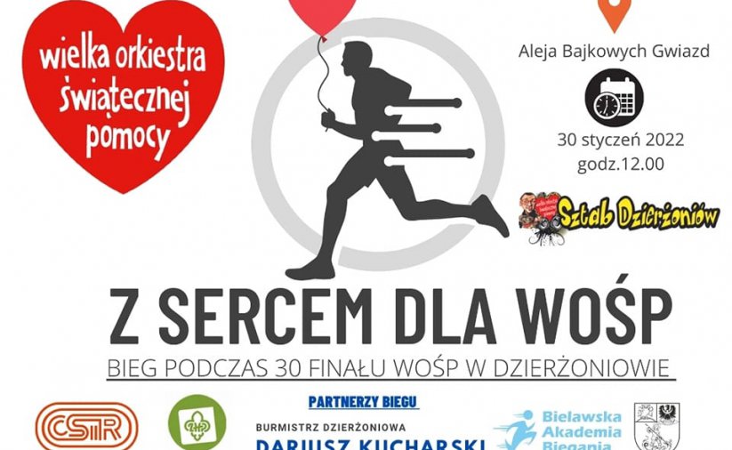 Plakat, białe tło i informacje zawarte w tekście