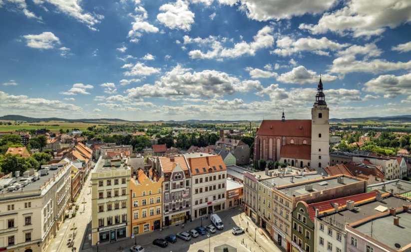 widok na Dzierzoniów z lotu ptaka