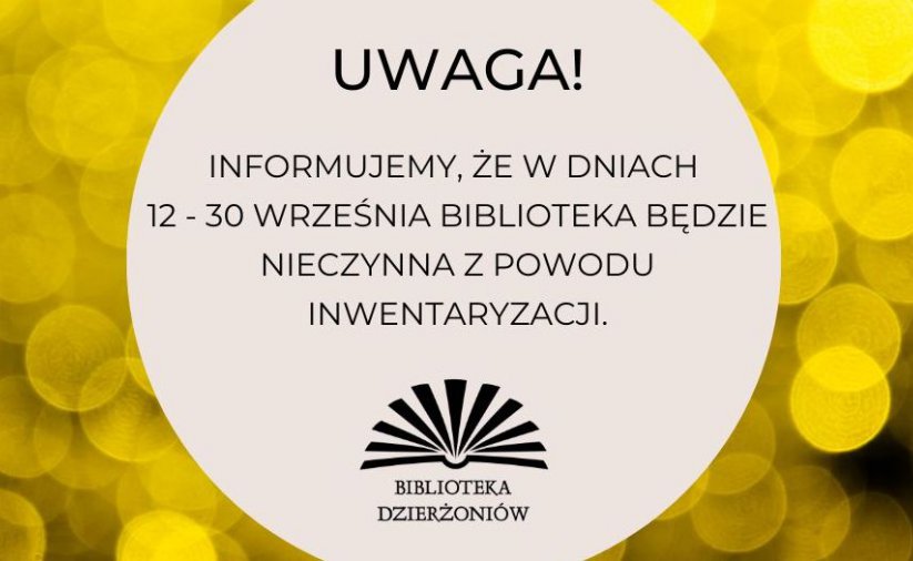Grfika ze złotym tłem i napisem Uwaga