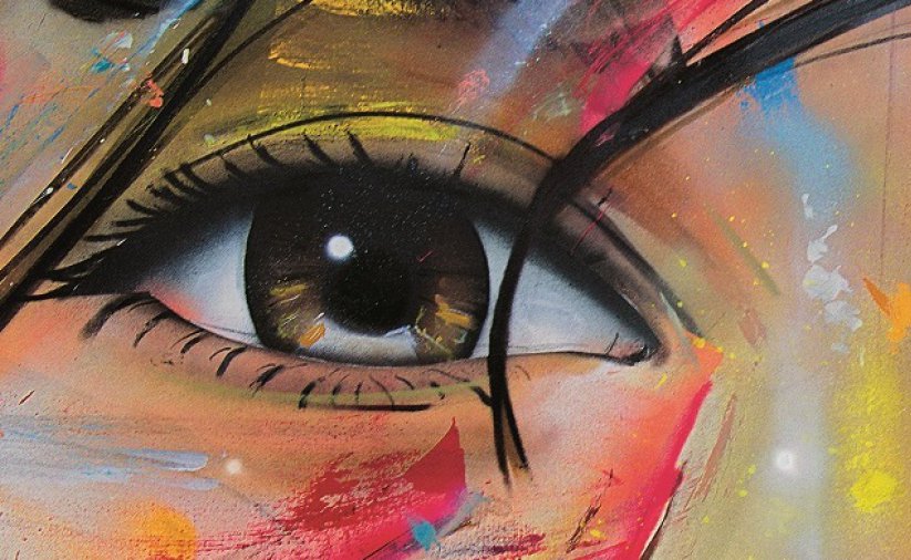 Grafika - ludzkie oko namalowane sprayem 