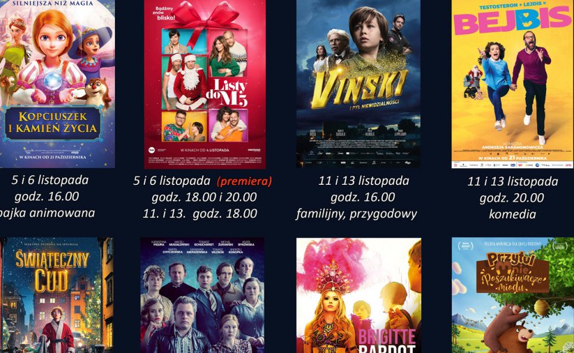 Plakaty filmowe na czarnym tle