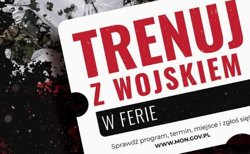 Grafika z czerwonym napisem "Trenuj z wojskiem"