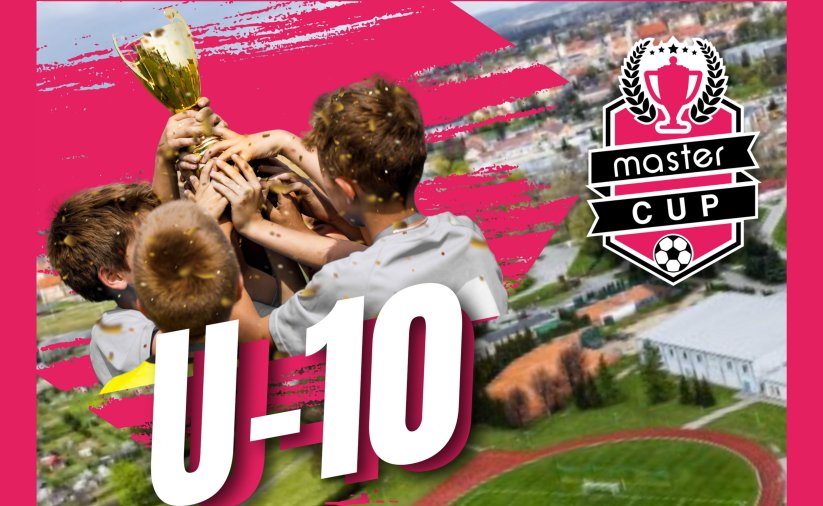 grafika przedstawiająca chłopców trzymajacych puchar, z napisem U-10 i logo mastercup