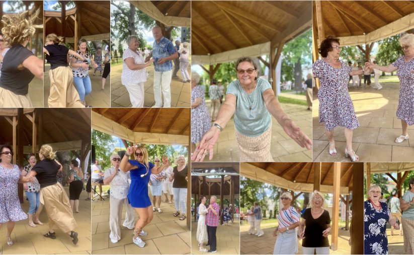 Kolaż zdjęć trańczących seniorów