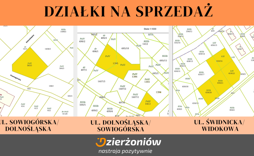 Mapki z zaznaczonymi działkami na sprzedaż