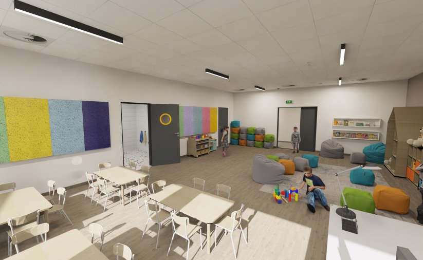 wizualizacja sali zabaw w przedszkolu nr 7