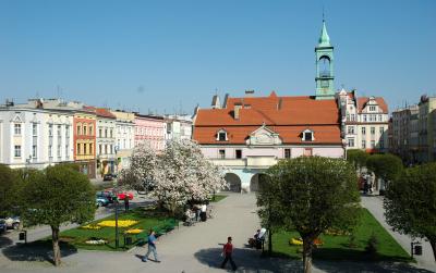 Widok na rynek Kluczborka z góry