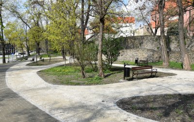 Park miejski z alejkami do spacerowania