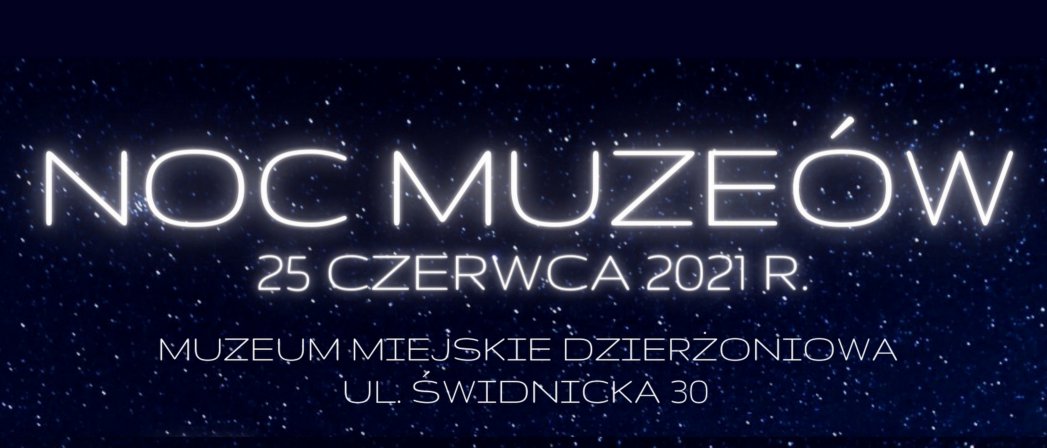 Napis Noc Muzeów na tle gwieździstego nieba