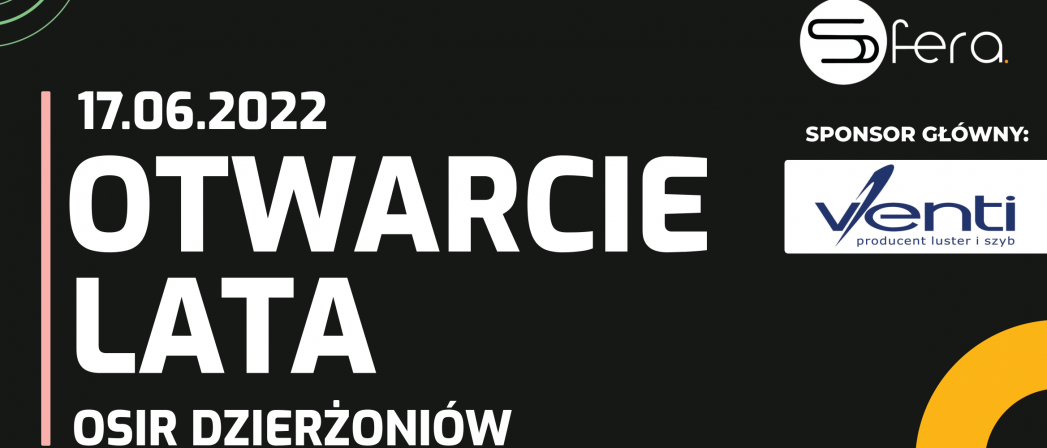 Napis Otwarcie Lata na czarnym tle