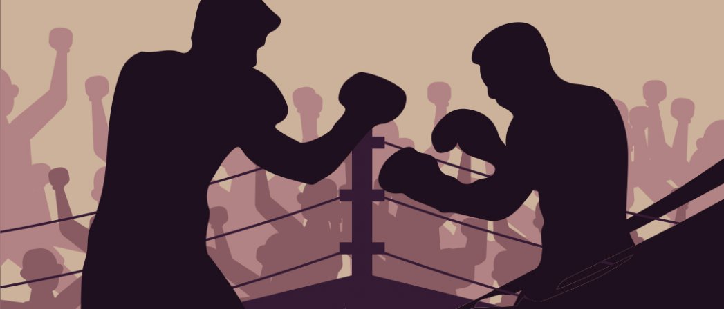 Grafika z sylwetkami bokserów 
