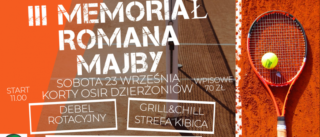 Grafika ze zdjęciem rakiety tenisowej leżacej na korcie