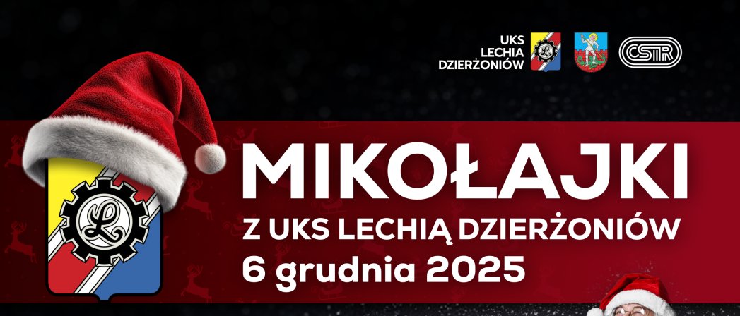 Plakat imprezy piłkarskiej 6 grudnia w hali OSiR-u - Mikołajki z UKS Lechia Dzierżoniów
