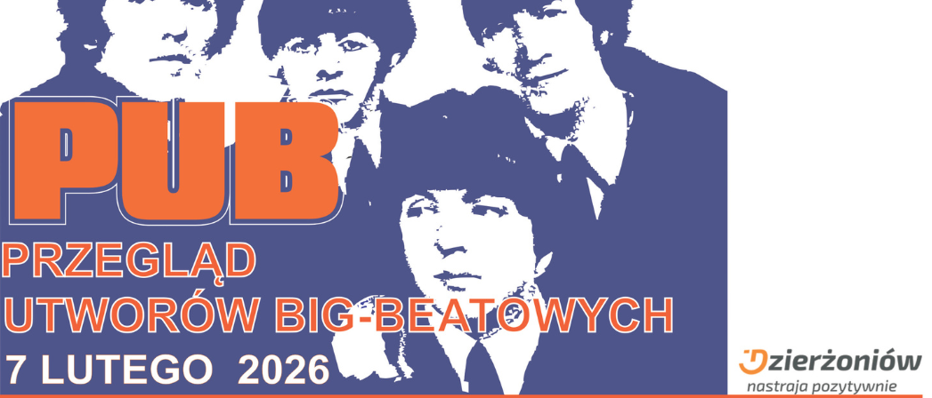 Plakat imprezy z wizerunkiem Beatlesów