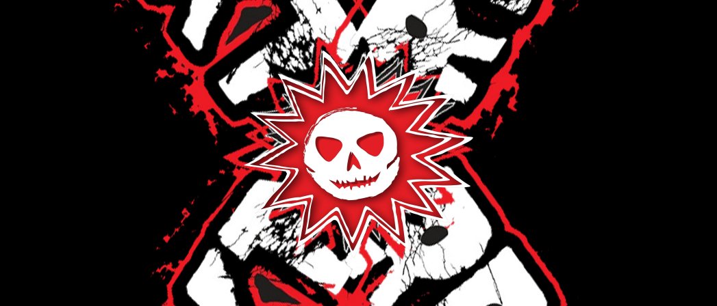 Plakat koncertu z podwójnym napisem Luxtorpeda tworzącym literę X