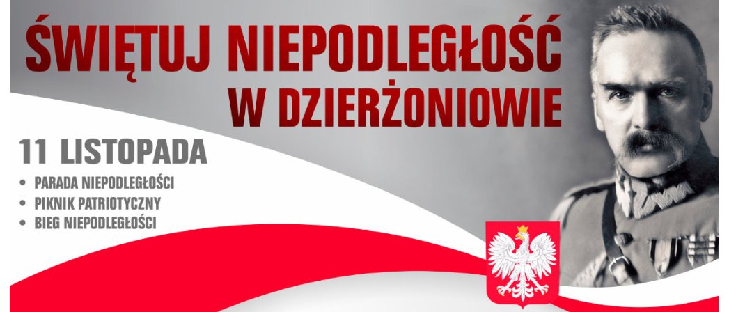 Grafika z napisem Bieg Niepodległości i zdjęciem Józefa Piłsudskiego