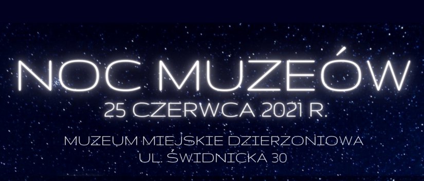 Napis Noc Muzeów na tle gwieździstego nieba
