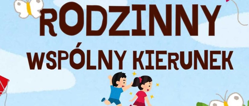 Plakat wydarzenia z informacjami podanymi w tekście i rysunkową grafiką bawiących się dzieci