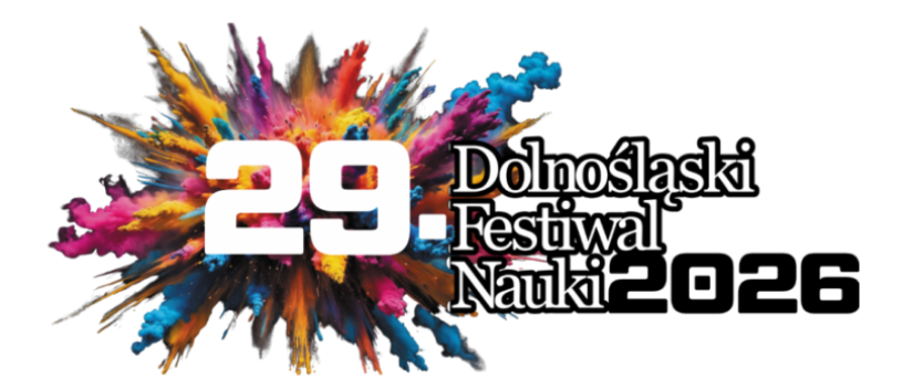 Grafika ozdobna z napisem Dolnośląski Festiwal Nauki 2026